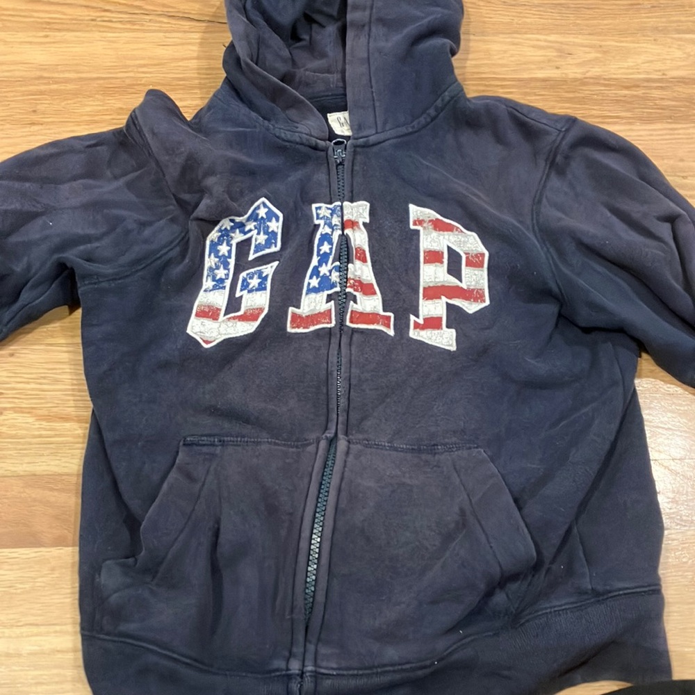 GAP Blue Hoodie Sweatshirt with Patriotic Logo